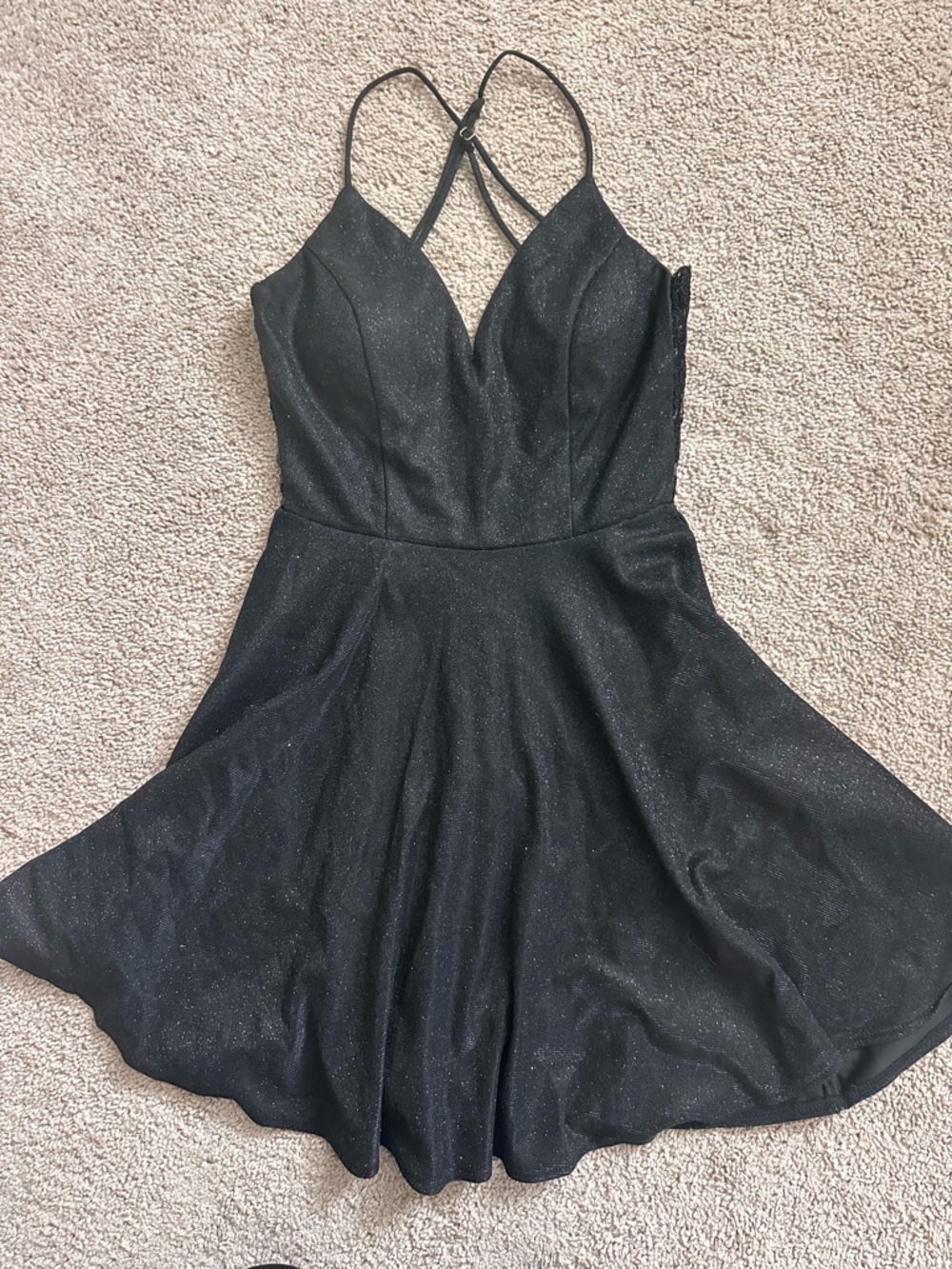 Windsor Black Sparkle Strappy Skater Mini Dress